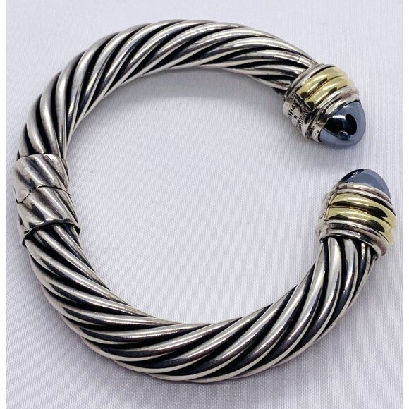 David Yurman Sterling Silver 925 14K 585 Hematite 6.25" - Picture 6 of 9
